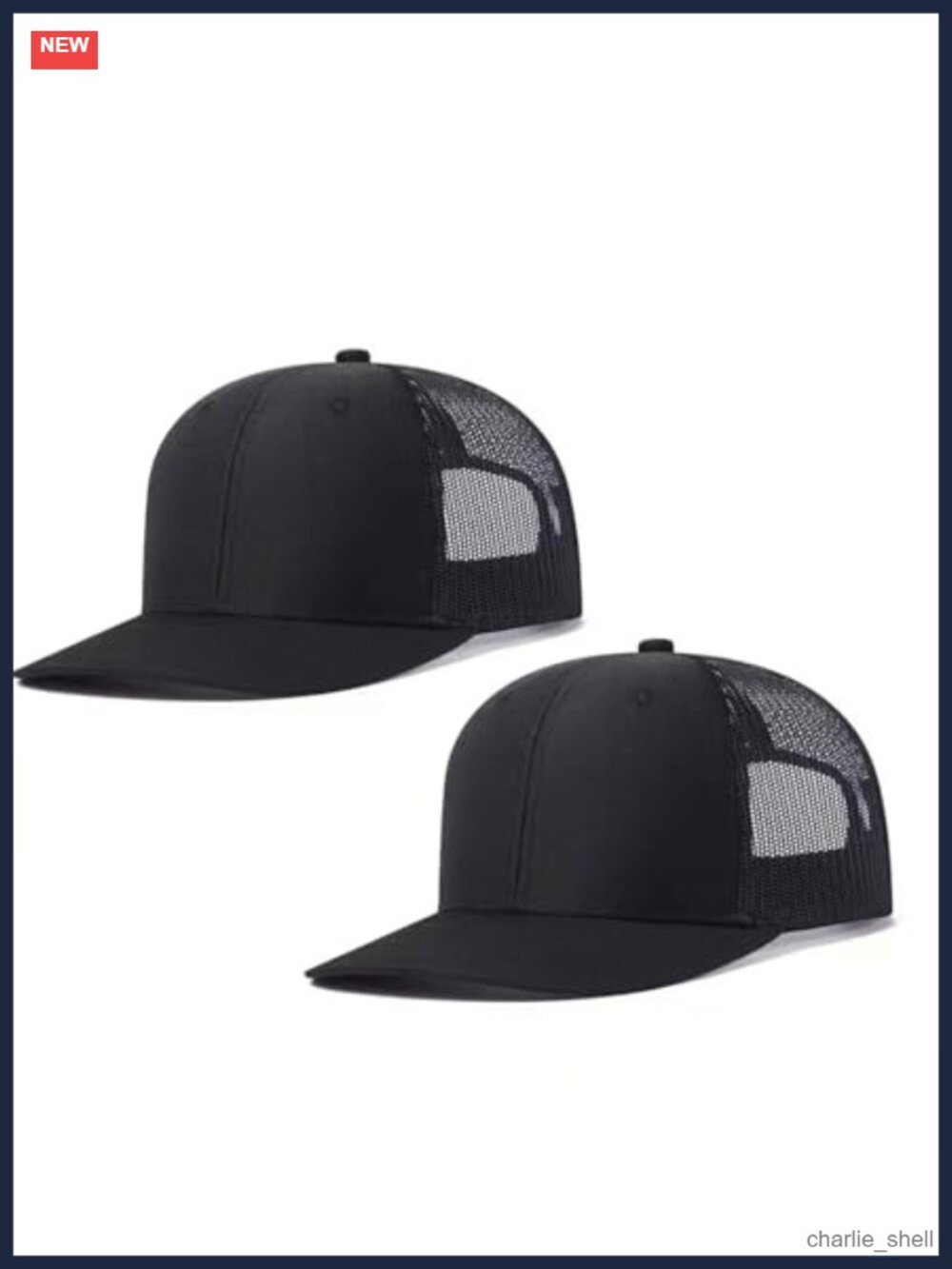2-Pack Mesh Snapback Trucker Hats Adjustable Baseball Caps Cotton-Poly Twill